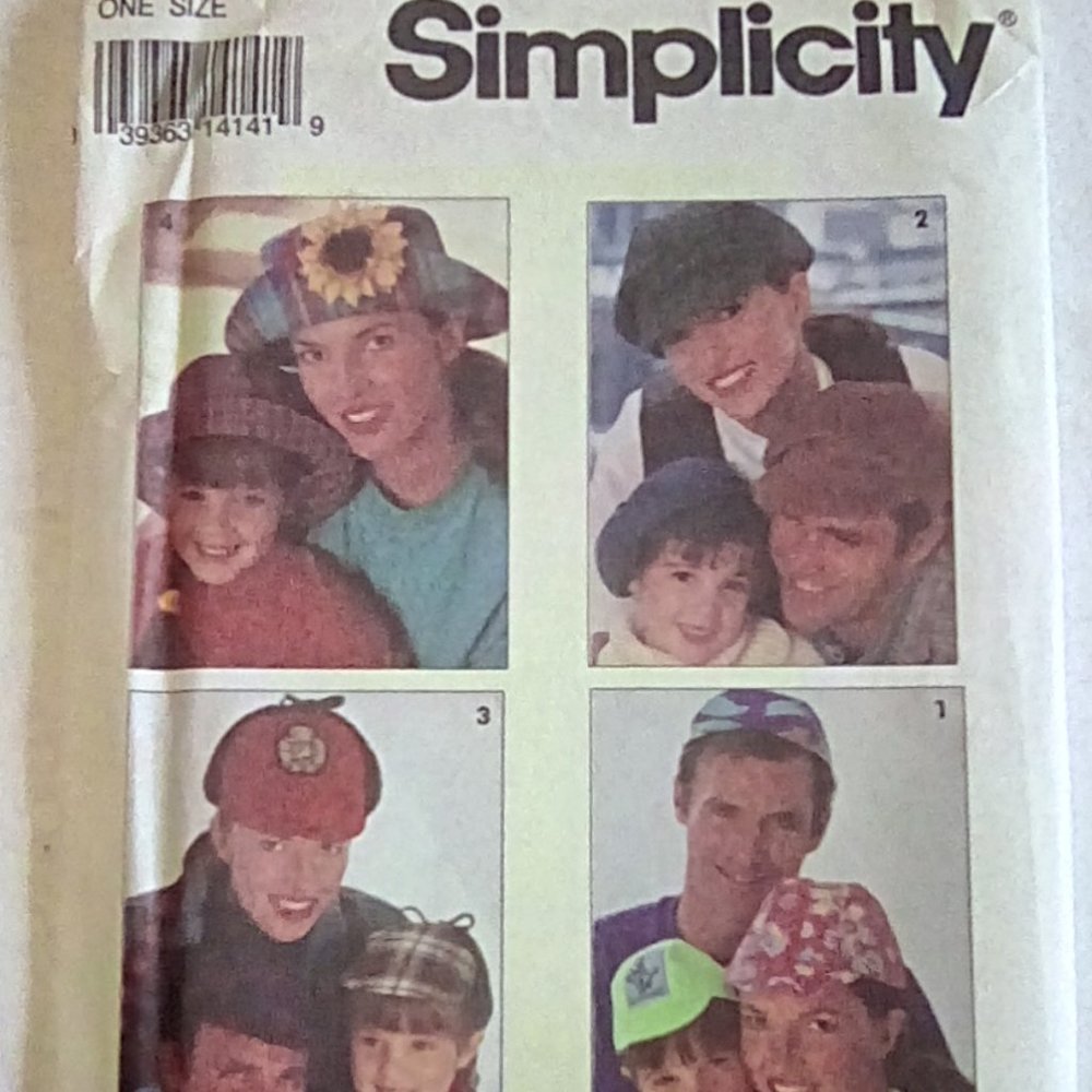 Vintage Sewing Pattern Hats, one size adult/child